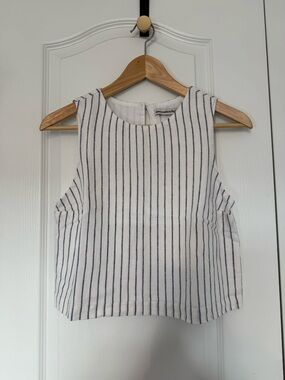 A&F White and Navy Shell Top